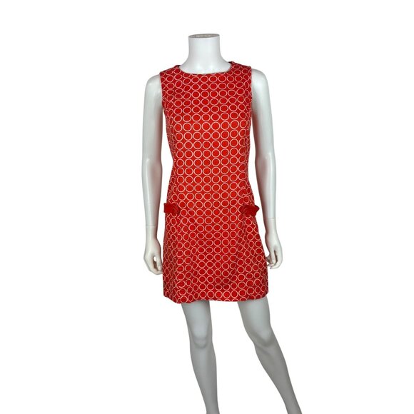 Unbranded Dresses & Skirts - Retro Mod Dress Womens XS Red White Circle Geometric Print 60s Style Shift
